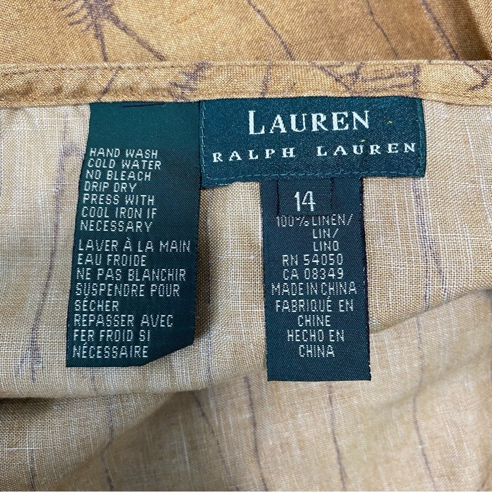 Ralph Lauren - Tan Aztec Print Midi Wrap Skirt - Size 14 NWOT - Picture 6 of 6